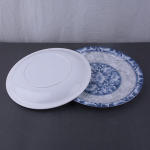 Assiettes en mélamine, assiettes rondes en mélamine, assiettes plates de 9 pouces <span class=keywords><strong>et</strong></span> 10 pouces, motif <span class=keywords><strong>bleu</strong></span> <span class=keywords><strong>et</strong></span> blanc, assiettes à fruits - Product Image 4