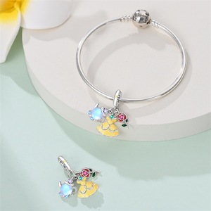 Fabricant en gros plaqué argent bricolage licorne princesse Clown grande roue pendentif Bracelet mode Zircon pour bijoux à breloques - Product Image 3