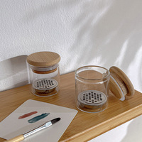 Qianya OEM Transparent verre ongles Dappen plat 1 pièces/lot liquide poudre conteneur paillettes ongles tasse