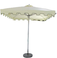 HH Commercial 9FT Parasol de table de patio en bois blanc pour restaurant, jardin, café, parasol d'extérieur avec logo