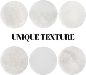 White Marble <b>Coasters</b> for Coffee Table Inches Handmade Round <b>Coaster</b> Luxury Aesthetic Modern <b>Drink</b> <b>Coaster</b> - Product Image 4