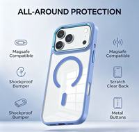 Coque de téléphone antichoc transparente en TPU et PC avec cadre d'appareil photo magnétique en métal pour iPhone 18 Pro Max 17 Pro 16 15 – Vente en gros