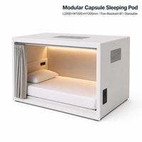 Capsule d'hôtel modulaire, cabine de couchage ignifugée avec éclairage LED, pour auberges, aéroports, salons d'accueil et dortoirs étudiants.