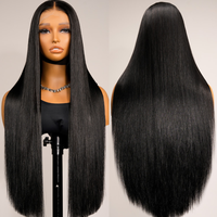 Peluca de Cabello Humano Virgen Vietnamita de 40 Pulgadas, Liso Extremo, con Encaje Frontal Completo Transparente 13*6, Pelucas SDD