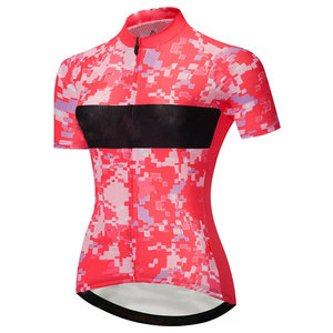 Camiseta de ciclismo de manga corta con cremallera completa, estampado de camuflaje Pixel, transpirable, que absorbe la humedad, para mujer, para bicicleta de carretera, entrenamiento MTB - Product Image 1