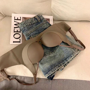Super modèle Finger Cup Soutien doux insensé Sous-vêtements sans trace Beau soutien-gorge pour femmes sans fil arrière - Product Image 4