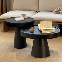 Ensemble de tables basses rondes en bois massif de style Wabi Sabi moderne pour le salon