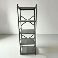 Étagères métalliques grises à cinq niveaux, montage facile, étagère de rangement en métal, renfort en X, étagères utilitaires pour usage commercial