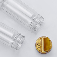 Bouteille d'assaisonnement ronde en PET de qualité alimentaire 340 ml, flacon à épices scellé avec couvercle à clapet doré pour sel, ail, poudre de piment