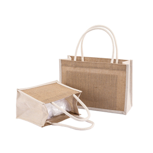 Customized Environment Friendly Khaki Jute Small Size Handled Handbag Custom Logo Design <b>Beach</b> Shopping <b>Foldable</b> <b>Bag</b> Wholesale - Product Image 2