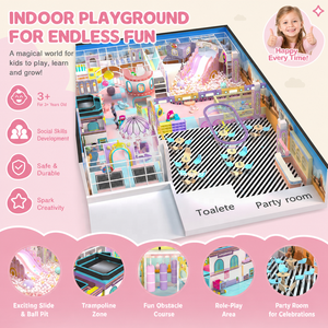 CE EN1176 Certified Kids <b>Indoor</b> Playground with <b>Slide</b> Spinning Toy for Apartment Complex - Product Image 1