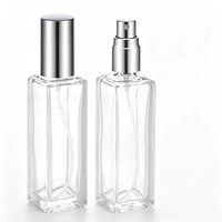 Flacon pulvérisateur de parfum vide en verre transparent, rechargeable, atomiseur de voyage avec pompe argentée, emballage cosmétique pour la vente en gros