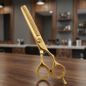 Ciseaux à effiler manuels en acier inoxydable or rose à long manche, ciseaux de coiffure droits pour salon, ciseaux de barbier pour le coiffage - Product Image 3