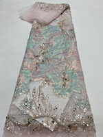 NI.AI Nouveau Tissu de Dentelle Africaine à Paillettes 2026 Broderie Française de Haute Qualité Luxe Brocart Lourd Perlé Dentelle de Mariée