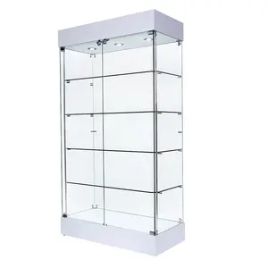 Double Door Frameless Tower Showcase with 4 adjustable shelives