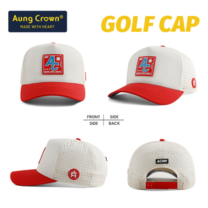 Casquette de golf personnalisée OEM en caoutchouc avec logo, 5 panneaux, imperméable, performance, sublimation, perforations découpées au laser, Gorras classique, séchage rapide - Product Image 2