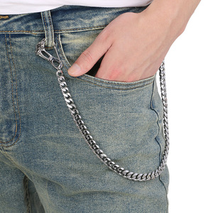 Chaîne de <span class=keywords><strong>portefeuille</strong></span> personnalisée Bouddha et Crâne avec boucle chauve-souris, chaîne de ceinture rétro en acier inoxydable à coupe hexagonale pour hommes, accessoire de jean gothique audacieux - Product Image 1