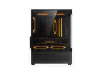 270 °   Boîtier de PC de jeu Micro-ATX panoramique à double verre trempé avec conception de flux d'air vertical
