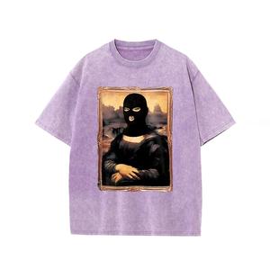 Camiseta Retro de algodón puro lavado con ácido para hombre High Street Hip Hop Camiseta de manga corta de gran tamaño de alta calidad Fábrica de diseño - Product Image 2