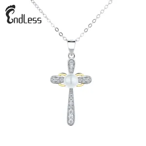 Yiwu Daicy gioielli nuovi arrivi di vendita di moda in lega di zinco amore eterno #8 collana con ciondolo a croce ghiacciata da donna