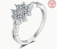 CZCITY Bague ajustable en argent sterling S925 personnalisée avec un cœur porte-bonheur et un trèfle à quatre feuilles pour femmes, cadeau d'anniversaire, bijoux fins