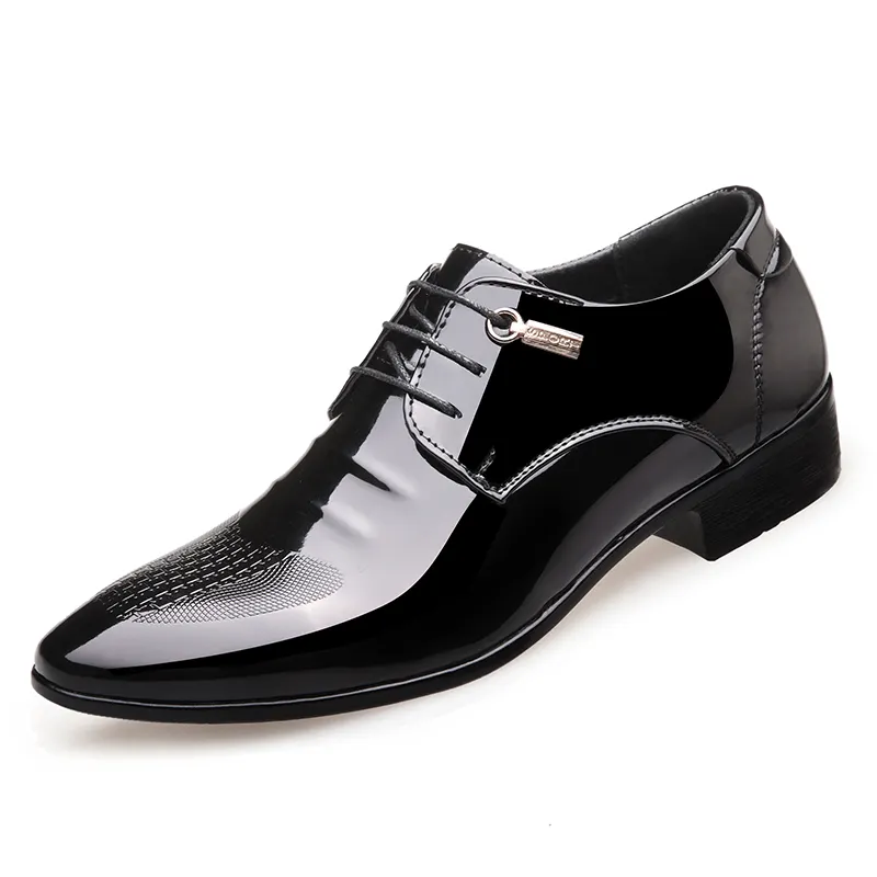 2022 New Men's Quality Patent Leather Shoes White Wedding Shoes Black Leather Soft Man Dress Shoes