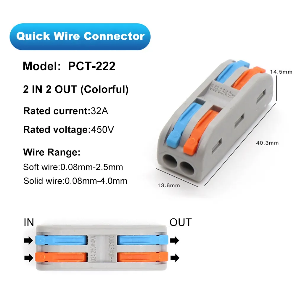 Free Sample Quick Wire Connector Lever Nuts Terminal Household Electric Wiring Crimp Fast Connector 2/3 Pin Wire Joint Connector