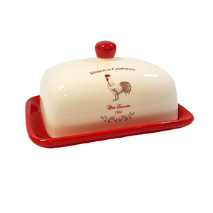 Plato para Mantequilla <span class=keywords><strong>de</strong></span> Cerámica Pintado a Mano con Calcomanía Navideña Blanca - Product Image 2