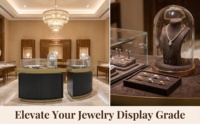 Vitrine à bijoux en verre trempé noir sur mesure avec éclairage LED verrouillable pour salle d'exposition et magasin de détail