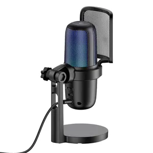 Mikrofon mini portabel berkabel profesional, mikrofon desktop omnidirectional menyanyi frekuensi rendah