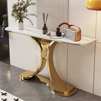 Table console moderne de luxe en acier inoxydable avec plateau en marbre pour villa, salon, mobilier de maison, durable