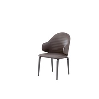 Chaise de salle à manger en cuir PU de luxe, pieds en métal gris canon, style design européen pour usage domestique