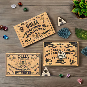 Échantillon gratuit Ensemble de plateau d'esprit en bois découpé au laser personnalisé <span class=keywords><strong>Jeu</strong></span> de société <span class=keywords><strong>Ouija</strong></span> en bois vintage Plateau d'autel de sorcière artisanal - Product Image 1