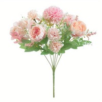 Arrangement floral coréen à 7 branches, fleurs artificielles, petit bouquet, fleurs en fil métallique, ensemble d'hortensias, bouquet de mariée noué à la main