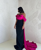Mily mariée ML039 noir robe de soirée sirène sans bretelles robe élégante Satin mancherons avec tribunal train robes de soirée