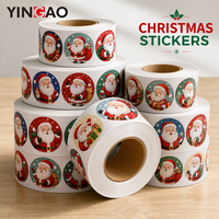 Autocollants de Noël personnalisés, étiquettes de Père Noël en rouleau, autocollants en vinyle imperméables pour boîtes cadeaux, scellage de cadeaux, emballage de fêtes, décalcomanies, logo