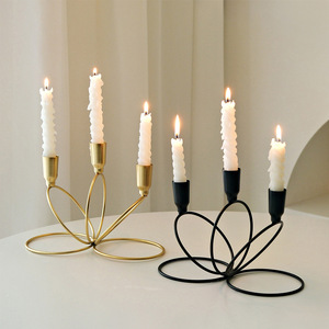 Metal Candle Holder Set Three Round Trumpet <b>Heads</b> Iron Durable Home Decoration Wedding Decorative Ornament - Product Image 1