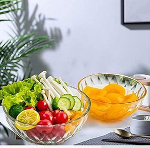 Bol à salade rond <span class=keywords><strong>en</strong></span> <span class=keywords><strong>verre</strong></span> transparent avec <span class=keywords><strong>petit</strong></span> motif diamant, idéal pour la cuisine et la restauration, parfait pour les salades et la pâtisserie - Product Image 4