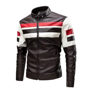 Printemps et automne loisirs hommes manteau en cuir épissure moto rétro mode veste en cuir hommes manteau