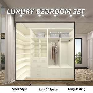 Ensemble de chambre à coucher moderne de luxe avec armoire murale extensible portable en bois, dressing pour usage domestique - Product Image 2