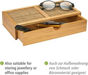 Boîte de rangement en bois pour salle de bain avec tiroir, en bambou et <span class=keywords><strong>rotin</strong></span> de haute qualité, pour ustensiles et maquillage, OEM bienvenu - Product Image 1