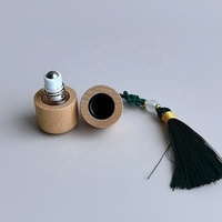 Mini-pendentif de voiture écologique 1ml 2ml vide en bois de bambou et verre, flacon roll-on pour huile de parfum et crème de soin