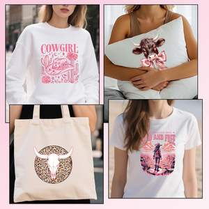 Parches de hierro de vaquera occidental, camisetas, lazo de Coquete rosa, diseños de transferencia de calor impermeables, pegatinas de vinilo para ropa DIY de mujer - Product Image 4