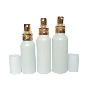 Wit Parfum Verstuiver Spray Fles 30Ml 50Ml 2Oz 80/100/120Ml Goud Spuiten Aluminium reizen Cosmetische Dispenser Flessen