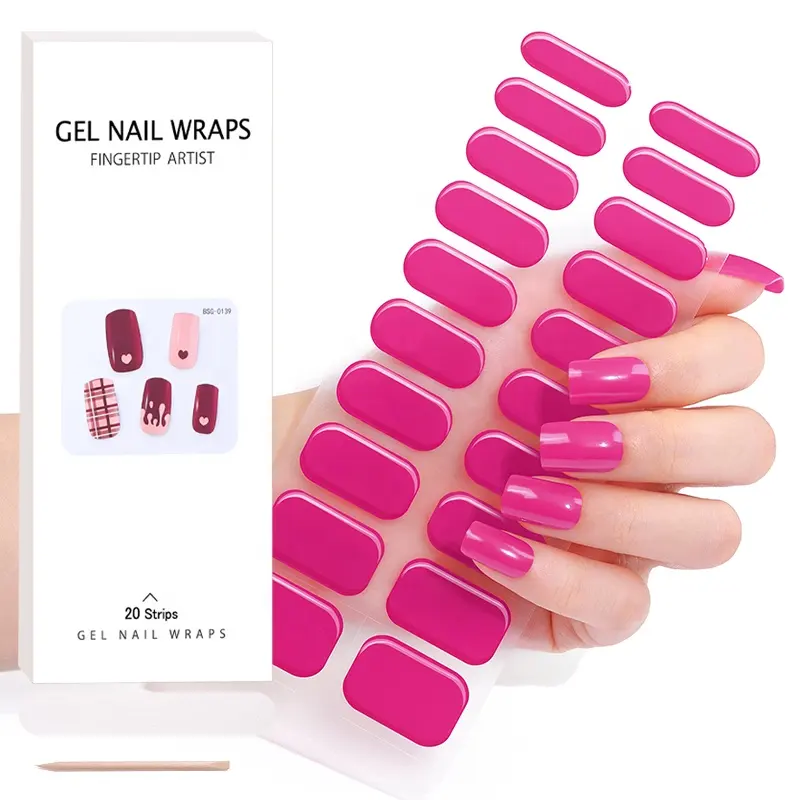 Venta al por mayor LED Semicurado Gel Nail Wraps Paquete personalizado Gel Nail Stickers Nueva llegada Estilos Nail Strips con lámpara UV