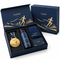 Boîte cadeau personnalisée pour événements sportifs, emballage rigide de luxe en papier avec insert pour médaille, bouteille, serviette, coffrets cadeaux d'entreprise pour courses