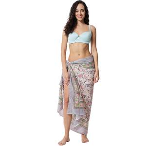 Vente flash : Sarong en coton imprimé à la main pour femmes, léger, idéal comme paréo de bikini, pour la plage et les vacances d'été - Product Image 4