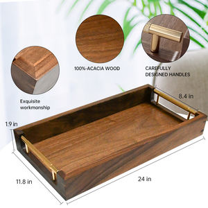 Plato de cena rectangular hecho a mano respetuoso con el medio ambiente, joyería decorativa de cuero, comida de madera de bambú para muebles de comedor - Product Image 3