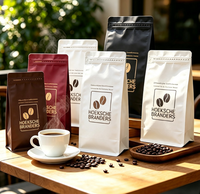 Sacs d'emballage en papier personnalisés écologiques, biodégradables, en kraft, pour café en grains, avec fermeture éclair