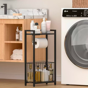 Porte-rouleau de papier toilette moderne en fer noir avec désodorisant et étagère de rangement pour hôtel et maison - Product Image 2